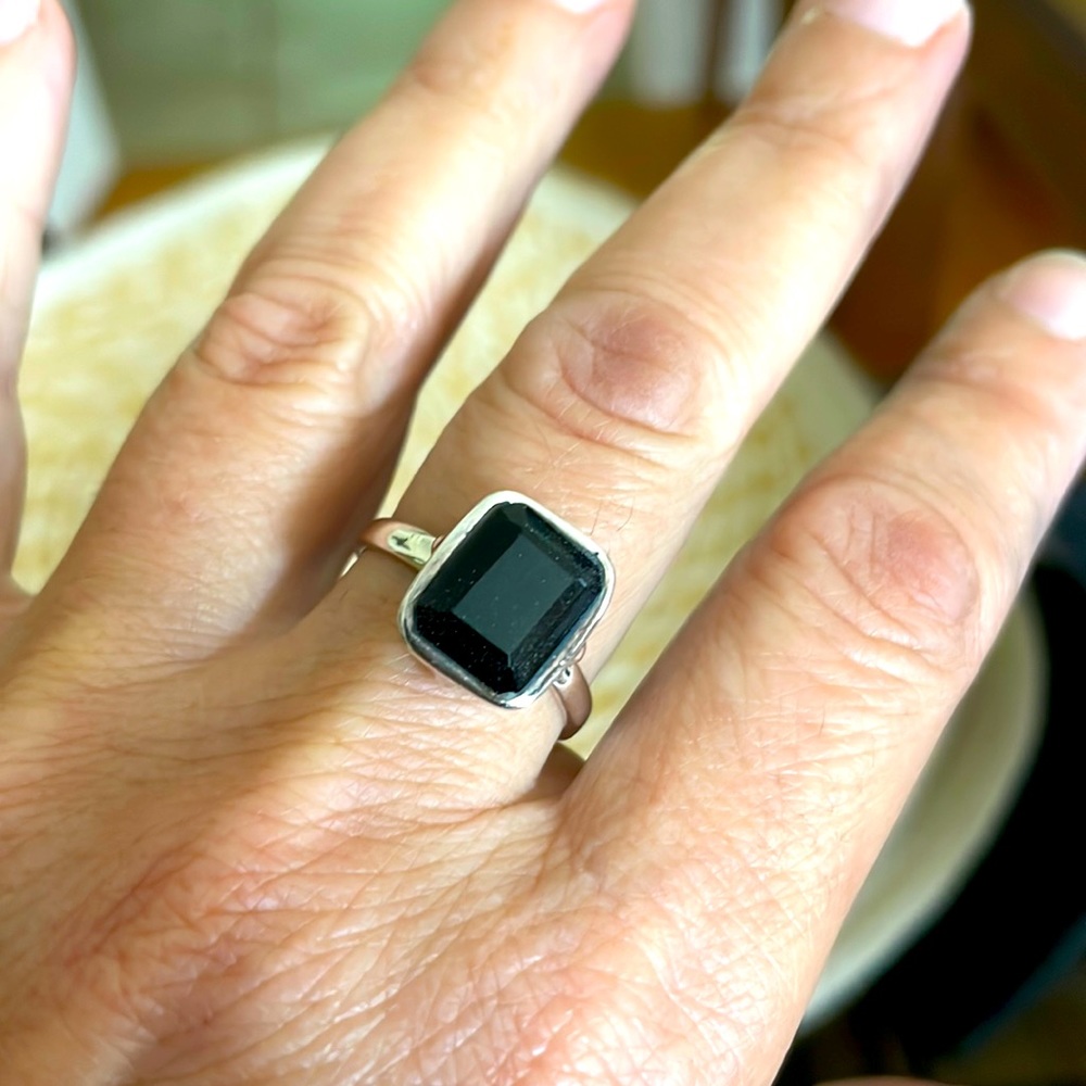 Black Onyx Ring 925 Sterling Silver Size 8 new🖤